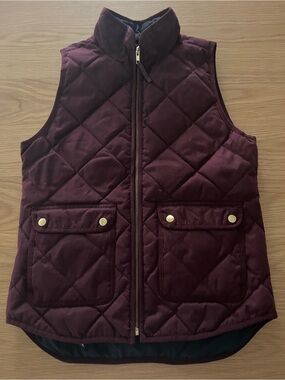 J. Crew Quilted Sleeveless Vest in Deep Wine XS